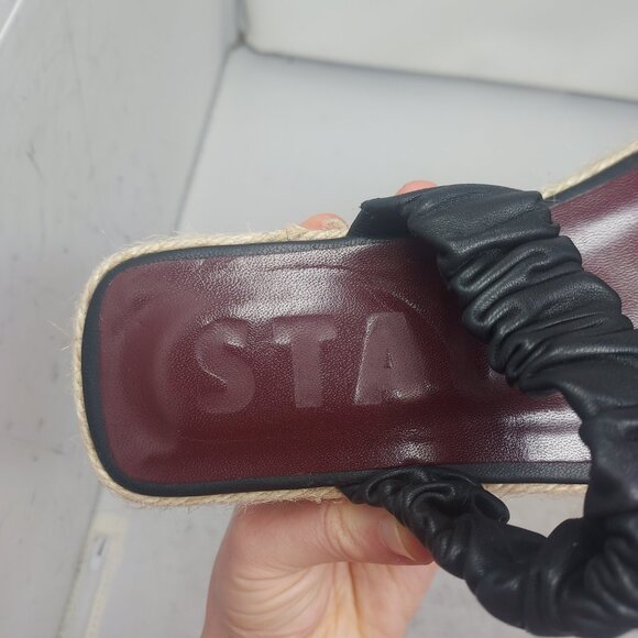STAUD Black Maya Ruched Espadrille Slide Sandals - Picture 4 of 8